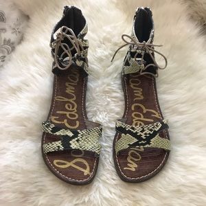 Sam Edelman Green Snakeskin Gladiator Sandals